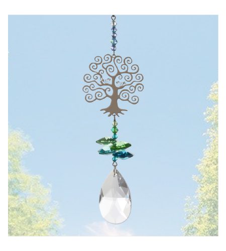 Tree of Life Crystal Charm - Green