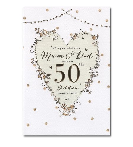 Mum & Dad Golden 50th Anniversary Card