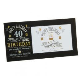 Birthday Glass Frame - Black - 40th Birthday