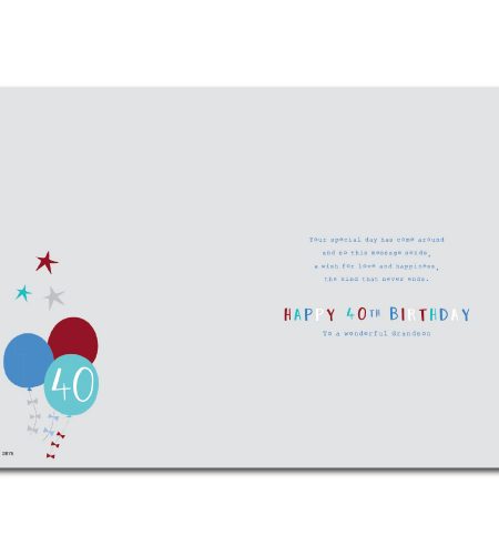 40th Birthday Grandson Card - Image 2