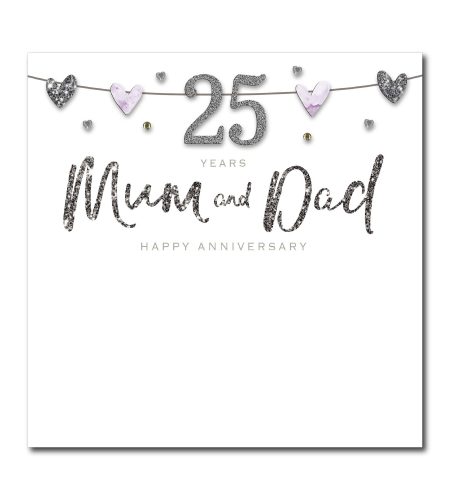 Mum & Dad Silver 25th Anniversary Card