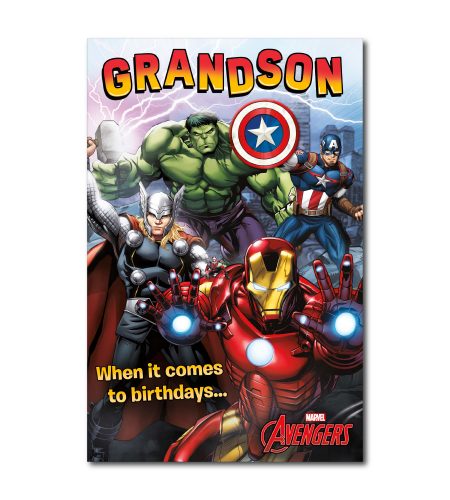 Grandson Marvel's Avengers Birthday Card