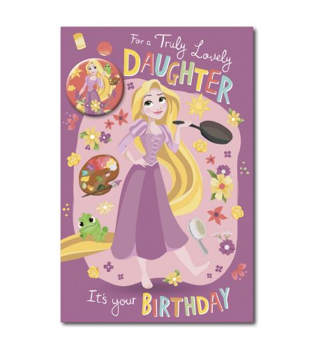Daughter Tangled Birthday Card - Badge Attached