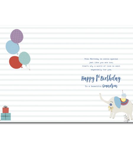 1st Birthday Grandson Card - Image 2