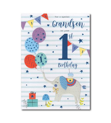 1st Birthday Grandson Card