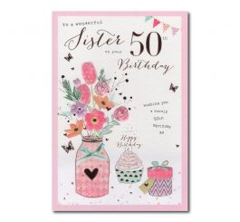 50th Birthday Sister Card