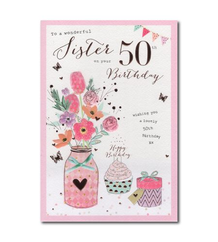 50th Birthday Sister Card