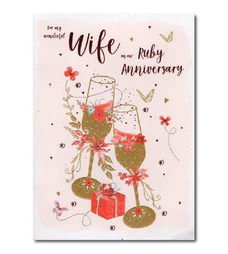 Wife Ruby 40th Anniversary Card