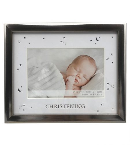 Silver Christening Photo Frame 6" X 4"