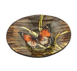 Amber Butterfly Oval Bowl