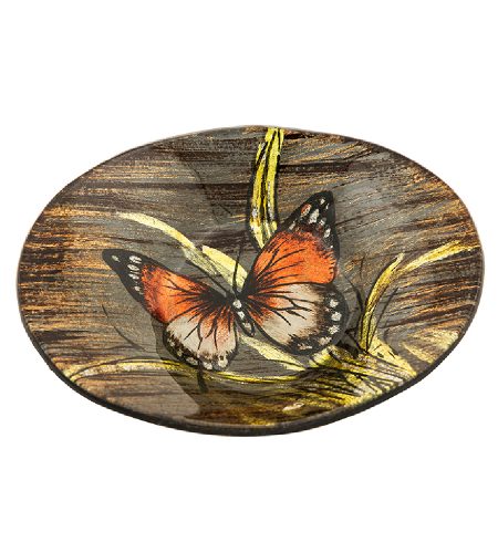 Amber Butterfly Oval Bowl