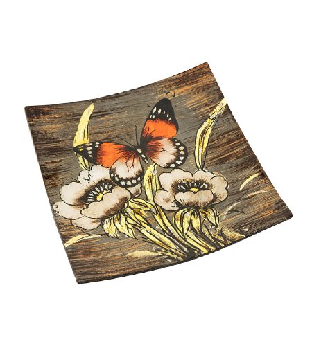 Amber Butterfly Square Plate