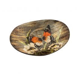 Amber Butterfly Oval Bowl