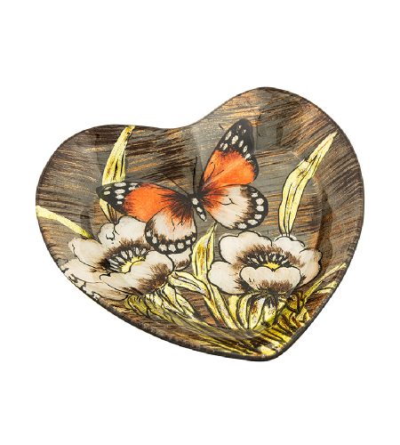 Amber Butterfly Heart Dish